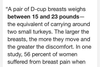 TIL a pair of D-cup breasts weighs between 15 and 23 pounds. :  r/todayilearned
